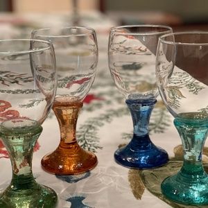 Fire and Light Recycled  Glass Goblets (4) Signed.  Discontinued